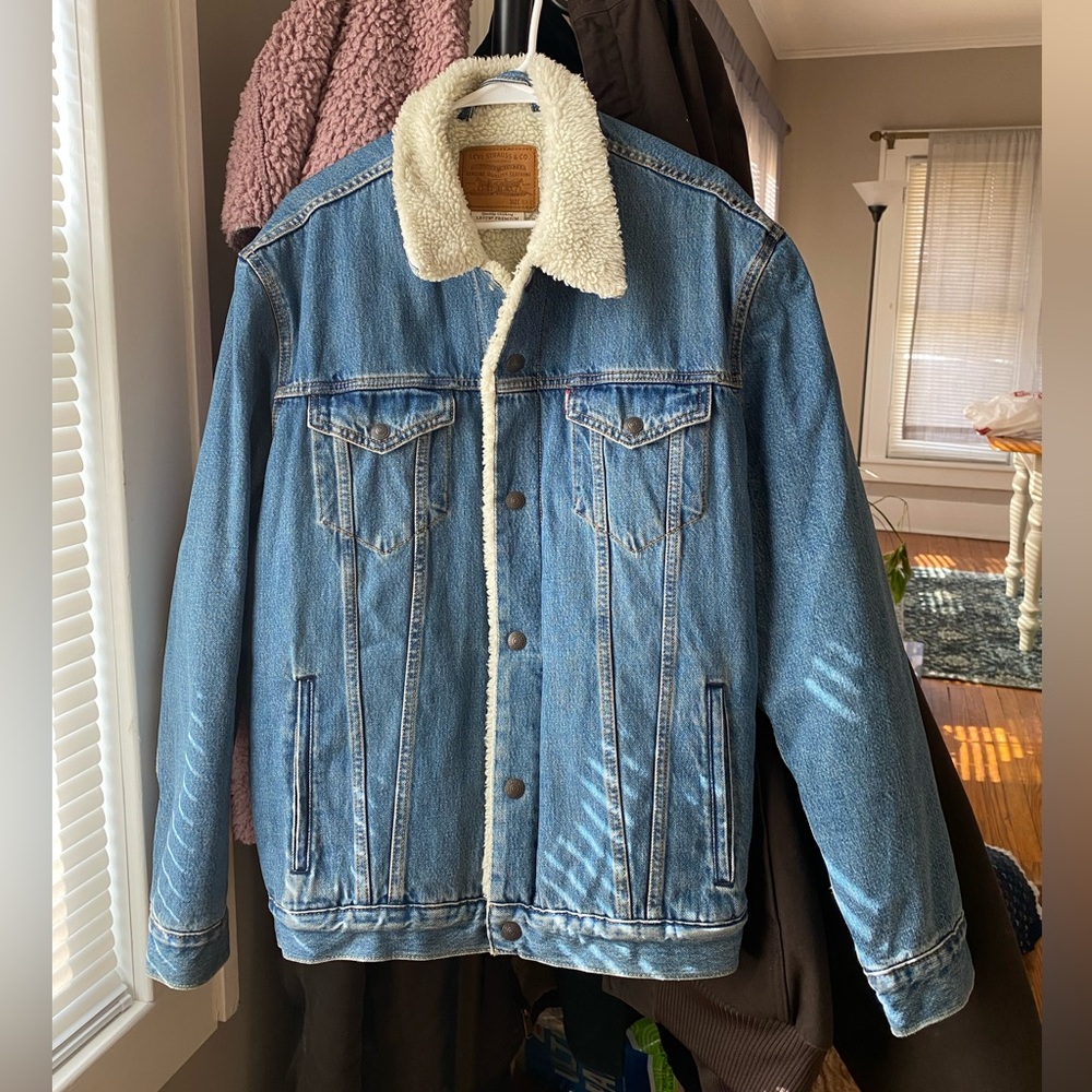 Levi's Blue Denim Sherpa Jacket